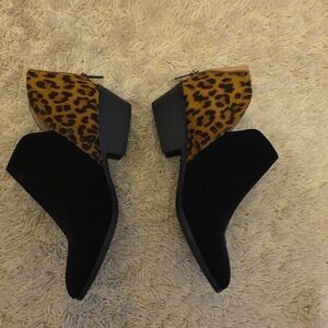 Soda Leopard and Black Ankle Booties